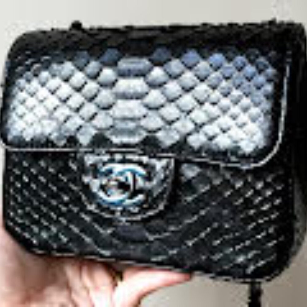 CHANEL Black Python Square Mini Bag - image 2